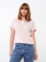 تی شرت زنانه آستین کوتاه ساده یقه پولو ال سی وایکیکی