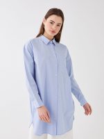 تونیک زنانه آستین بلند ساده یقه مردانه اورسایز ال سی وایکیکی