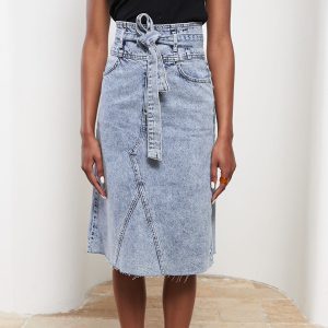 دامن جین زنانه ساده A Cut ال سی وایکیکی