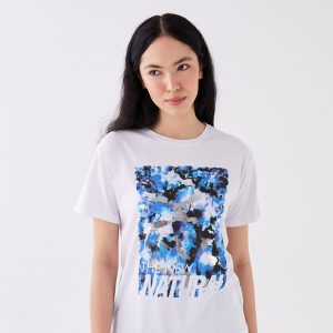 تی شرت زنانه آستین کوتاه چاپی یقه گرد ال سی وایکیکی