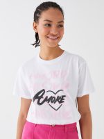 تی شرت زنانه آستین کوتاه چاپی یقه گرد ال سی وایکیکی