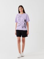 تی شرت زنانه آستین کوتاه چاپی دیزنی یقه گرد اورسایز ال سی وایکیکی