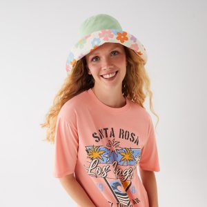 تی شرت زنانه آستین کوتاه چاپی یقه گرد اورسایز ال سی وایکیکی