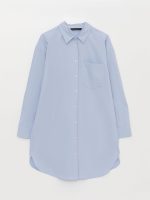 تونیک زنانه آستین بلند ساده یقه مردانه اورسایز ال سی وایکیکی