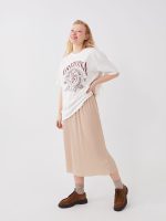 دامن چین دار ساده کمر کشی ال سی وایکیکی