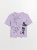 تی شرت زنانه آستین کوتاه چاپی دیزنی یقه گرد اورسایز ال سی وایکیکی