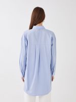 تونیک زنانه آستین بلند ساده یقه مردانه اورسایز ال سی وایکیکی