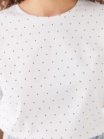 تی شرت زنانه آستین کوتاه یقه گرد خال خالی ال سی وایکیکی