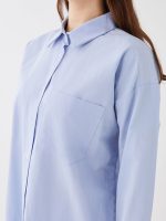 تونیک زنانه آستین بلند ساده یقه مردانه اورسایز ال سی وایکیکی