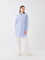 تونیک زنانه آستین بلند ساده یقه مردانه اورسایز ال سی وایکیکی