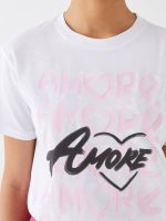 تی شرت زنانه آستین کوتاه چاپی یقه گرد ال سی وایکیکی