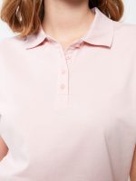 تی شرت زنانه آستین کوتاه ساده یقه پولو ال سی وایکیکی