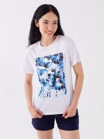 تی شرت زنانه آستین کوتاه چاپی یقه گرد ال سی وایکیکی