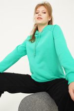 سویشرت زنانه نخی کلاه دار برند Lustrin