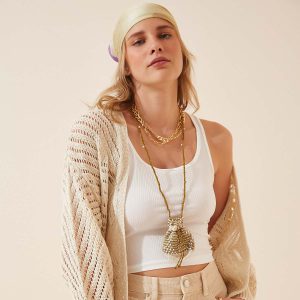 ژاکت بافتنی زنانه آستین بلند قلاب بافی فصلی برند Macharelbasic