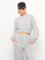 سویشرت زنانه آستین بلند یقه گرد اورسایز ال سی وایکیکی