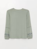 بلوز زنانه آستین بلند طرح دار یقه گره ای ال سی وایکیکی