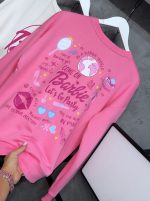 پلیور زنانه نخی یقه گرد طرح باربی کد 1 New Fashion