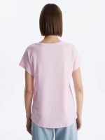 تی شرت زنانه آستین کوتاه چاپی یقه گرد ال سی وایکیکی