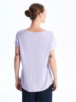 تی شرت زنانه آستین کوتاه چاپی یقه گرد ال سی وایکیکی