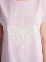 تی شرت زنانه آستین کوتاه چاپی یقه گرد ال سی وایکیکی