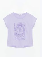 تی شرت زنانه آستین کوتاه چاپی یقه گرد ال سی وایکیکی