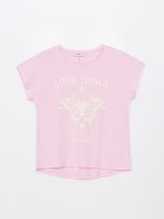 تی شرت زنانه آستین کوتاه چاپی یقه گرد ال سی وایکیکی