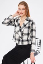 کت کراپ زنانه چهاردکمه کد 24024 آرمونیکا