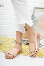 صندل زنانه بغل شفاف طرح 1 رز