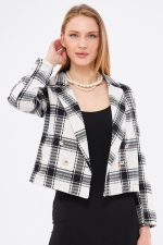 کت کراپ زنانه چهاردکمه کد 24024 آرمونیکا