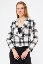 کت کراپ زنانه چهاردکمه کد 24024 آرمونیکا