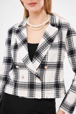 کت کراپ زنانه چهاردکمه کد 24024 آرمونیکا