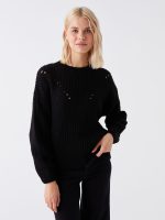 ژاکت بافتنی زنانه طرحدار یقه گرد ال سی وایکیکی