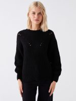 ژاکت بافتنی زنانه طرحدار یقه گرد ال سی وایکیکی