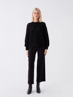 ژاکت بافتنی زنانه طرحدار یقه گرد ال سی وایکیکی