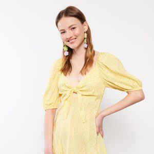 لباس زنانه طرح دار یقه پاپیونی ال سی وایکیکی