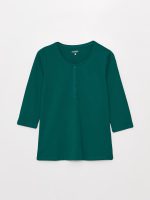 تی شرت ساده زنانه یقه دکمه دار ال سی وایکیکی