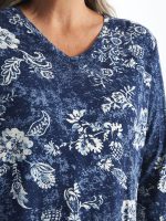 بلوز زنانه آستین سه ربع طرح دار یقه هفت ال سی وایکیکی