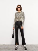 شلوار چرمی زنانه اسلیم فیت ال سی وایکیکی