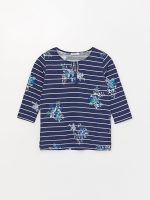 بلوز زنانه آستین سه ربع طرح دار یقه ای گره ای ال سی وایکیکی