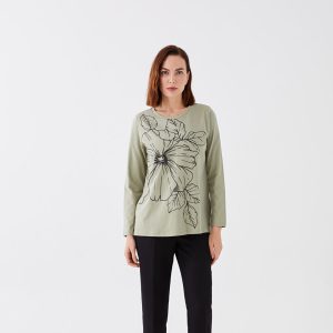 بلوز زنانه آستین بلند یقه گرد ال سی وایکیکی